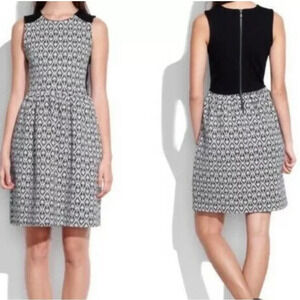 MADEWELL Afternoon Dress Diamond Jacquard Tribal Black White Sleeveless Sz Small